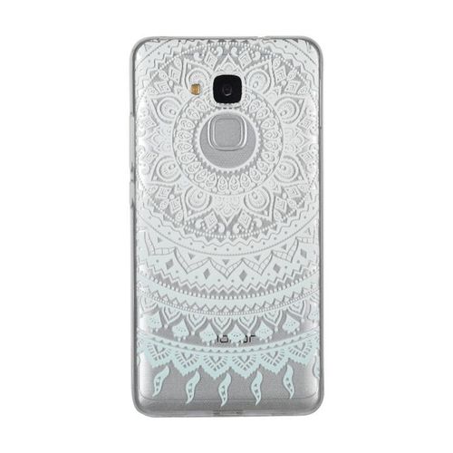 Hq-Cloud Coque tui Transparent En Tpu Silicone Pour Huawei P9 Lite / G9 Lite  En  Blanc  Bleu  Motif Mandala Design Soleil Indien