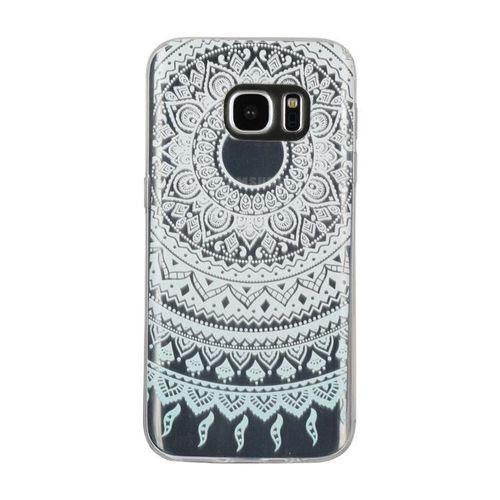 Hq-Cloud Coque tui Transparent En Tpu Silicone Pour Samsung Galaxy A3 ( Version 2016 ) Sm-A310f A310m  En  Blanc  Bleu  Motif Mandala Design Soleil Indien