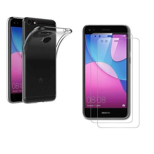 Hqselection Coque Pour Huawei Y6 Pro 2017 Transparente Silicone En Gel Tpu Souple + 2 Verre Tremp Film Protection cran - Anti Rayures - Ultra Rsistant Duret 9h