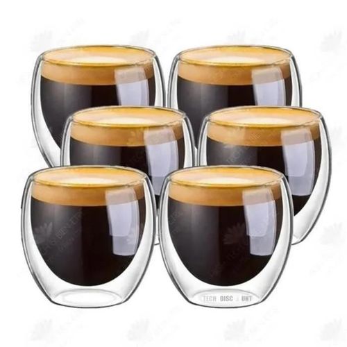 Htbe 80ml Tasse  Caf Capacit Double Couche Verre Clair Chaud Servir Du Th Mnage Robuste Et Durable Tasses  Th Paquet De 6