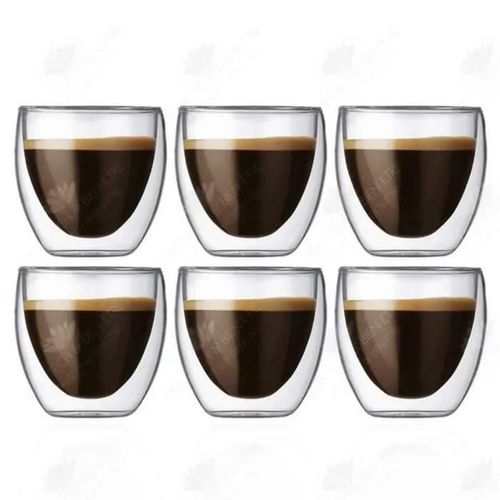 Htbe Tasses  Caf 80 Ml Capacit Double Couche Verre Clair Chaud Servir Du Th Mnage Robuste Et Durable Tasses  Th Paquet De 6