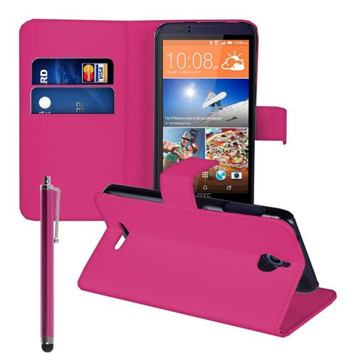 Etui Portefeuille Pour Htc Desire 510 Support Video Cuir Pu - Rose + Stylet