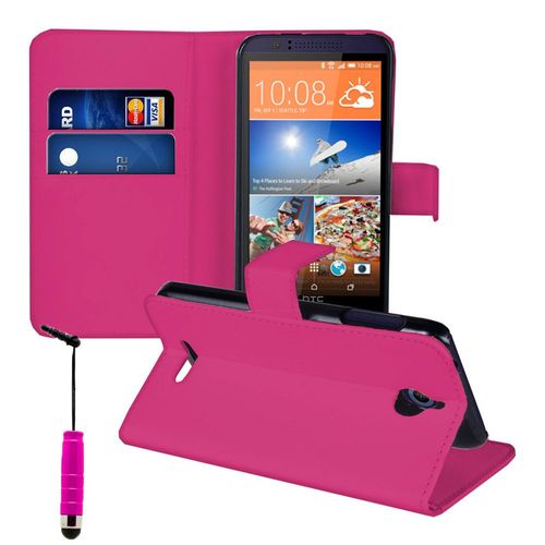 Etui Portefeuille Pour Htc Desire 510 Support Video Cuir Pu - Rose + Mini Stylet