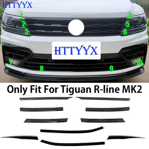 Httyyx Pour Vw Tiguan Mk2 R-Line 2017 2018 2019 2020 2021 Pare-Chocs Avant Maille Calandre Centrale Bandes De Moulage Garniture De Couverture - Type 10pcs
