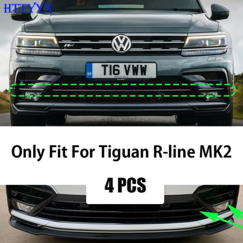 Httyyx Pour Vw Tiguan Mk2 R-Line 2017 2018 2019 2020 2021 Pare-Chocs Avant Maille Calandre Centrale Bandes De Moulage Garniture De Couverture - Type 4pcs
