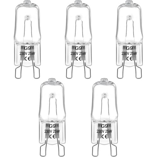 HUAG-Ampoule de Four Halogne G9 25W 300 Degrs, 230V, Ampoule Halogne Dimmable Blanc Chaud 2800K, 300LM, G9 Lampes halognes pour Four, Micro-Ondes, Plafonnier, Eclairage D'armoire, Lot de 5