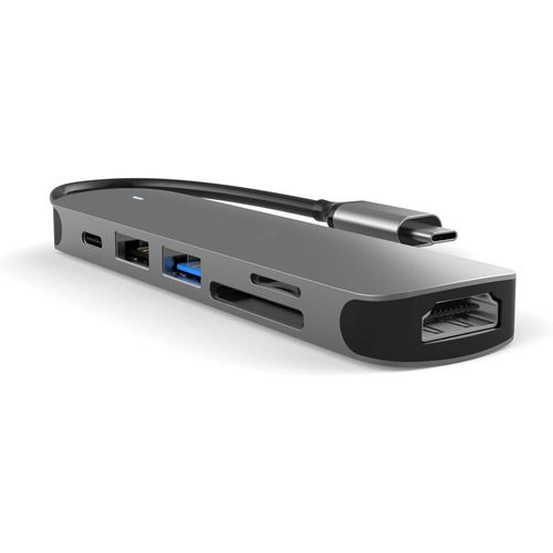 HUAG-Hub adaptateur USB-C - 6-en-1 Multiport USB-C vers HDMI 4K, USB-A 3.0, USB-A 2.0 et lecteur de cartes SD/TF