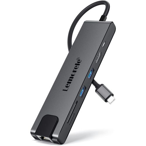 HUAG-Hub Adaptateur USB C avec Ethernet RJ45 10/100/1000M, 4K HDMI, PD 100W, 2 USB, SD/TF pour MacBook Air/Pro M1, iPad, ChromeBook Pixel, Matebook, SteamDeck, Switch, PC Tablette Type-C