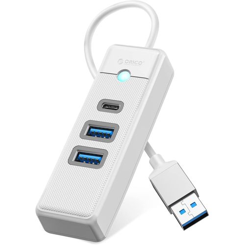 Hub USB 3.0,3 Port Splitter USB,Adaptateur USB avec 2 USB A,1 USB C,Ordinateur Portable pour cble de 0,15m,Multiports USB,5 Gbps,Compatible Mac OS,Linux,Android,Blanc.[W887]
