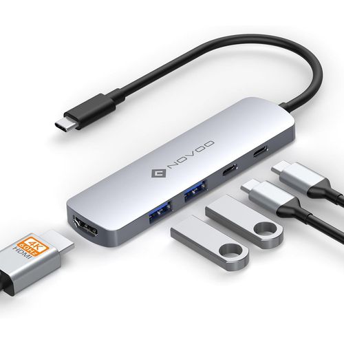 Hub USB C 5 en 1 Adaptateur USB C vers HDMI 4K 60Hz, USB 3.0 x 2, Type C PD 100W Recharge, USB C x 1, USB C Dock pour Macbook Air Pro