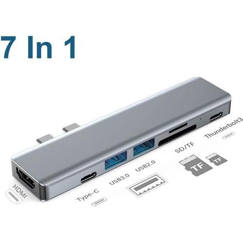 Hub USB C 7 en 1,avec Port Charge USB C, Port HDMI 4K,Adaptateur TypeC Hub pour MacBook Notebook Laptop