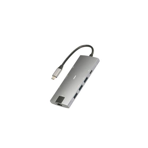Hub USB-C pour Macbook&PC 8 ports: USB x 3 + HDMI 4k*2k@30Hz +RJ45 1000Mbit/s + USB-C (charge 60W et transfert) +lecteur SD et micro SD
