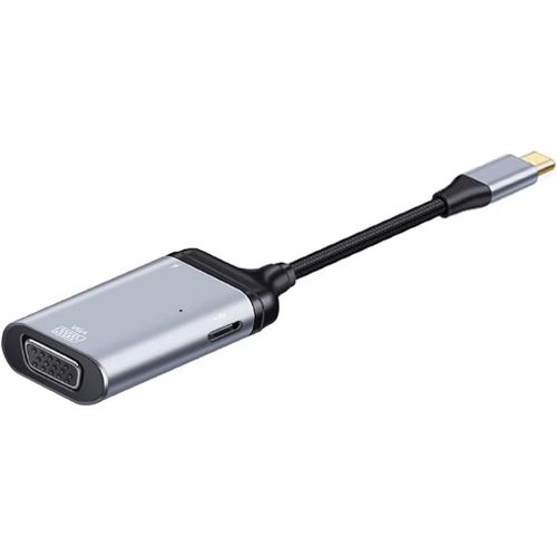 Hub USB C,USB C vers VGA/USB C donnes/PD 65 W,charge rapide,adaptateur multiport 3 en 1,prend en charge l'affichage/donnes/charge fonctionne en mme temps