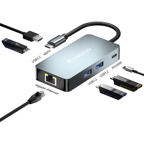Hub Usb C, Usb Docking Station, Adaptateur Usb-C, 6-En-1Multi-Port 4K 60Hz Hdtv, 2 Usb 3.2 10Gbps, Pour Macbook Pro Air M1/M2, 100W Pd, Ethernet Lan, Pour Dell Ipad Et Autres Appar[VIT690512]