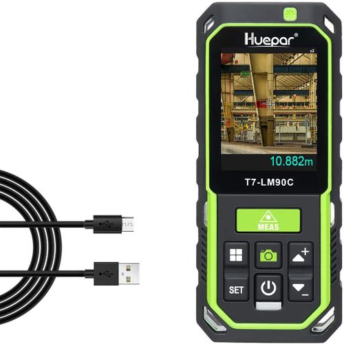 Huepar Tlmtre Laser Avec Camra Zoom 2x/4x Mesure Distance Laser Haute Prcision 90m 17 Modes De Mesure Capteur Inclinaison-Lm90c