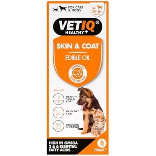 Huile Comestible - Vetiq - Skin & Coat - Pour Chats Et Chiens - Acides Gras Omga 3 Et 6 - Vitamine E
