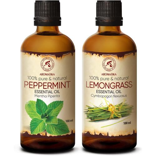 Huiles Essentielles Set 2x100ml Huile De Menthe Poivre Huile De Citronnelle - Pur & Naturel Pour Diffuseurs - Aromathrapie - Beaut - Spa - Relaxation - Bain