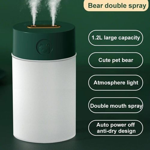 Humidificateur d'air  Double buse 2L avec affichage de l'humidit LCD,diffuseur d'huiles essentielles et d'arme de grande capacit pour maison et chambre  coucher - Type Green Double Spray