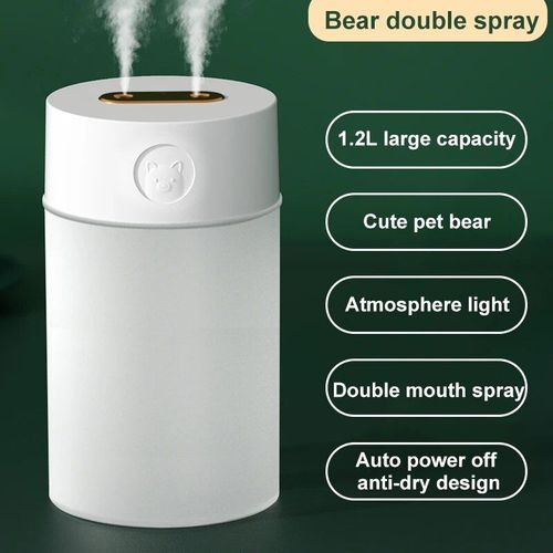 Humidificateur d'air  Double buse 2L avec affichage de l'humidit LCD,diffuseur d'huiles essentielles et d'arme de grande capacit pour maison et chambre  coucher - Type White Double Spray