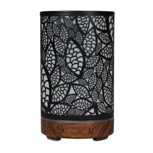 Humidificateur d'air  ultrasons avec lumire LED,diffuseur d'armes,feuilles creuses en fer,humidificateur de bureau,appareils lectromnagers intelligents,dcoration d - Type A-deep wood grain-EU