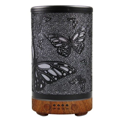 Humidificateur d'air  ultrasons avec veilleuses LED,diffuseur de parfum,fonction de synchronisation,papillon creux,appareils mnagers intelligents,100ml - Type deep wood grain-EU