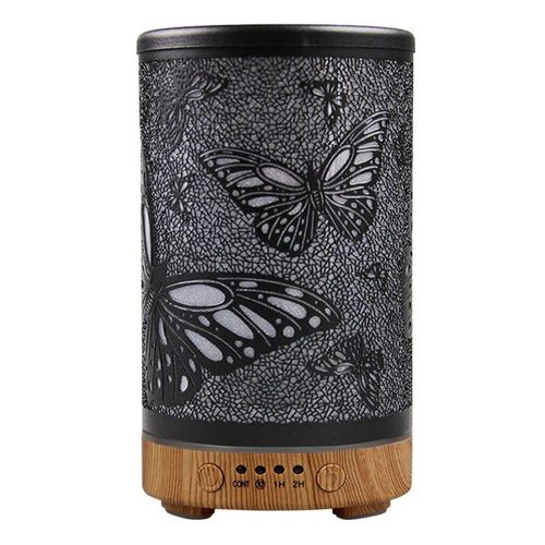 Humidificateur d'air  ultrasons avec veilleuses LED,diffuseur de parfum,fonction de synchronisation,papillon creux,appareils mnagers intelligents,100ml - Type light wood grain-EU