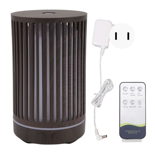 Humidificateur d'arome silencieux en bois avec telecommande et diffuseur d'huiles essentielles, humidificateur avec lumiere ambiante, 200 ml, 100-240 V, prise americaine