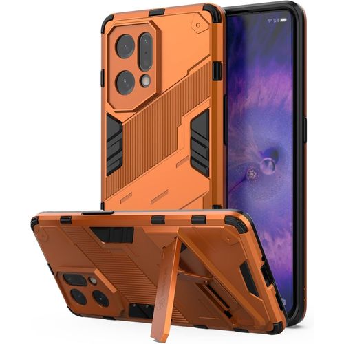 Hybrid Coque Compatible Avec Oppo Find X5 Tpu Souple Bumper tui & Pc Rigide Back Avec Support Antidrapant&choc Camra Arrire Protecteur Orange