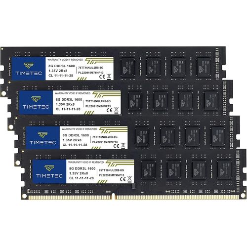 Hynix IC DDR3L 1600MHz PC3-12800 Unbuffered Non-ECC 1.35V CL11 1Rx8 Single Rank 240 Pin UDIMM Bureau Mmoire RAM Module Upgrade (32GB Kit (4x8GB))