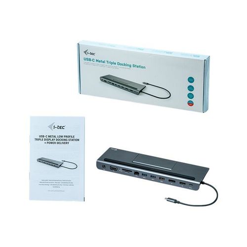 i-Tec USB-C Metal Low Profile 4K Triple Display Docking Station + Power Delivery - Station d'accueil