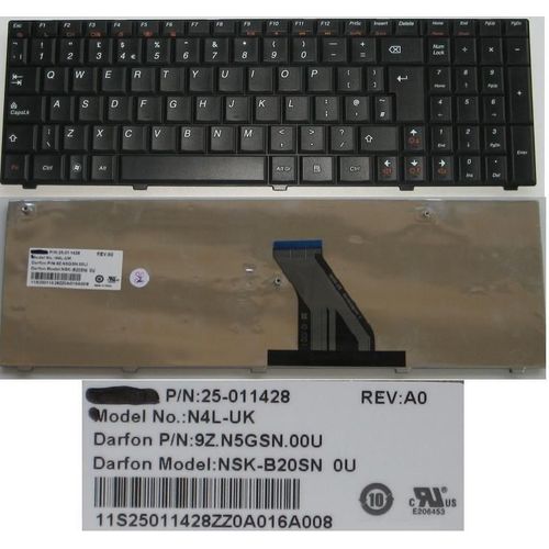 Ibm 9z.N5gsn.00u Noir Uk Clavier Pour Ordinateur Portable (Pc) De Remplacement (Key598)