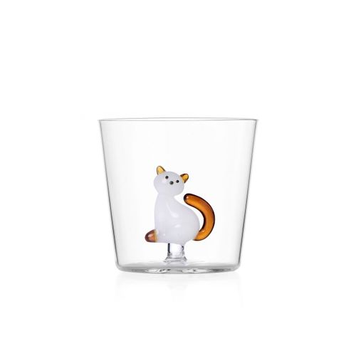 Ichendorf - Gobelet Chat Blanc Avec Queue Ambre - Chat Tigr - Design Alessandra Baldereschi