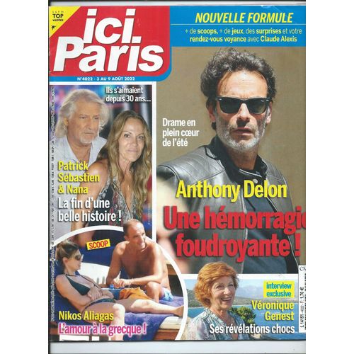 Ici Paris 03/08/2022 A. Delon, N. Aliagas, V. Genest, Jacques & Thomas Dutronc, Jane Bikin, Vianney, Cali, Dave, Marilyn Monroe, Bilal Hassani, Keen V, Cline Dion, Alize, Jenifer, Laetitia Casta