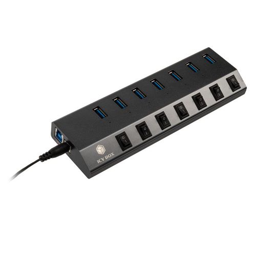 Icy Box 7 Port Hub Mit Usb 3.0 Typ C Und Typ A Anschluss - Anthrazit