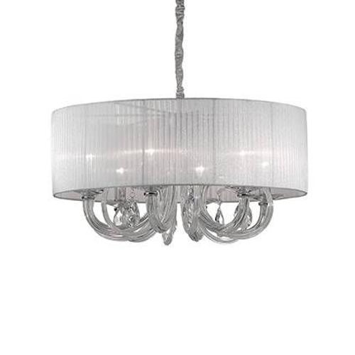 Ideal Lux Swan - Luminaire Suspendu  6 Bras Multiples, Chrome, Verre Six, E14