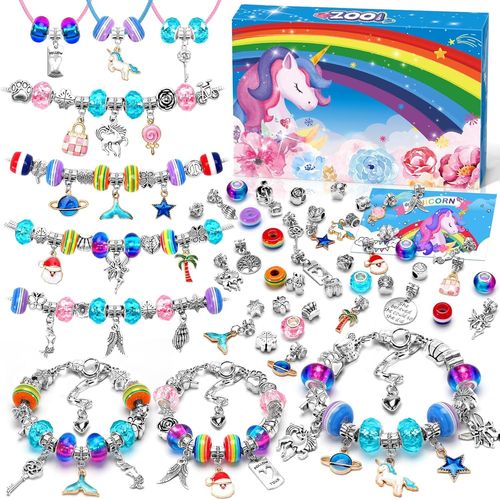 Idee Cadeau Ado Fille 4-12 Ans, Kit Bracelet, Breloques Creation Bijoux, Jouet Enfant, Cadeau de Nol et d'Anniversaire