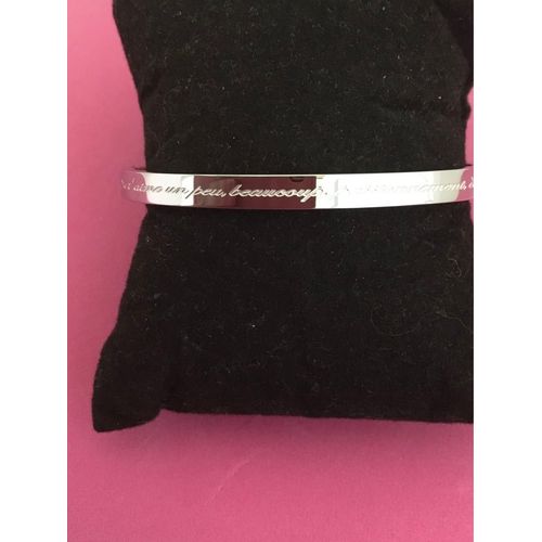 Ide Cadeau 🎁 , Bracelet Jonc Argent, Avec Inscription De Chaque Ct Je TAime Un Peu Beaucoup,Passionnment, La Folie, Peut Rester Au Poignet, 5 Mm De Largeur , Livre Avec Sa Pochette Cadeau 