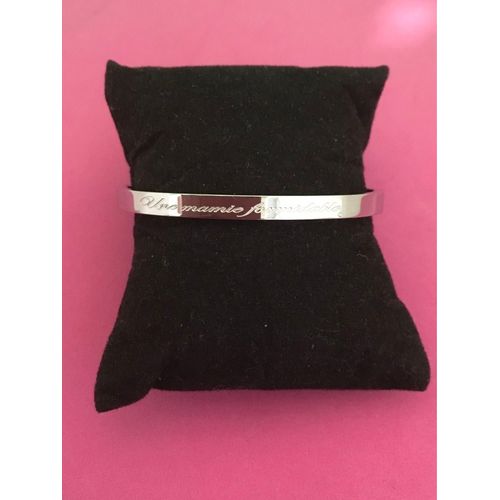 Ide Cadeau 🎁 , Bracelet Jonc Argent, Avec Inscription De Chaque Ct Une Mamie Formidable, Peut Rester Au Poignet, 5 Mm De Largeur , Livre Avec Sa Pochette Cadeau 