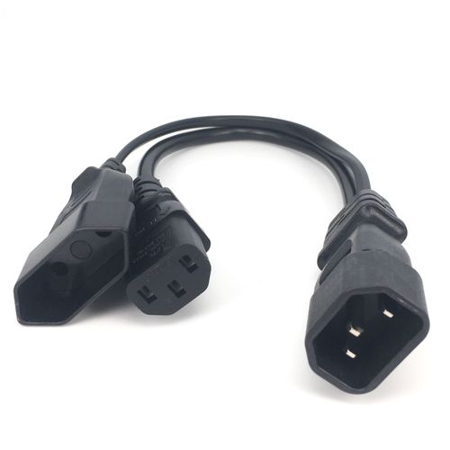 IEC320 3 broches C14  mle C13 + 2 trous ue 4.0mm prise femelle cordon d'alimentation ca 0.3m Type Y sparateur cordon d'alimentation IEC320 3 broches C14  Ma #B