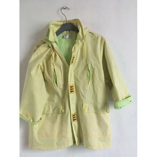 Imper / Parka Garon Vert & Jaune " Jacadi " Taille 10 Ans Motif Drapeaux Ide Cadeau