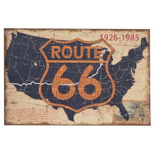 Impression '' Route 66 '' Jute Brut Toile Antique L90xpr2xh60 Cm