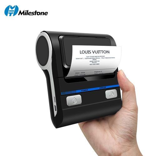 Imprimante Ajouter 5 Rouleaux Milestone Mini Thermal Printer Bluetooth Receipt Bill Label