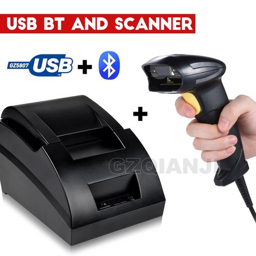 Imprimante thermique de tickets de caisse,58mm,USB,Bluetooth,2 pouces,Scanner de codes à barres