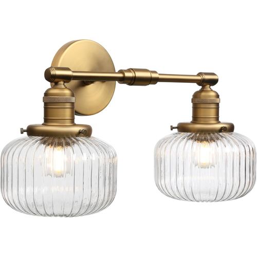 Industriel 2-Lumires Applique Murale E27 Luminaires Intrieur Abat-Jour En Verre Ctel 16cm Lampe Murale Pour Salon,Cuisine, Salle De Bain,Miroir (Antique)