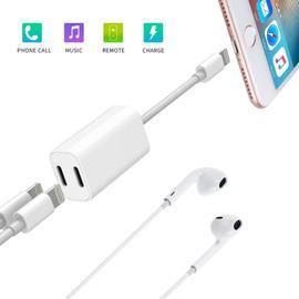 INECK® iPhone 8 adaptateur double Lightning (casque audio & Charge