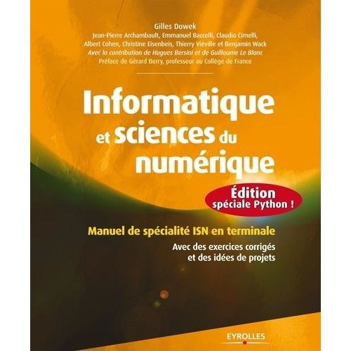 Informatique Et Sciences Du Numrique - Spcialit Isn En Terminale S Avec Des Exercices Corrigs Et Ides De Projets    Format Beau livre 