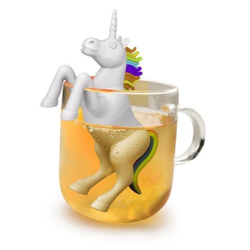 Infuseur  Th En Forme D'une Licorne Blanc, 100% Silicone, Pour Accrocher Dans Un Verre Ou Une Tasse, Emballage Cadeau.