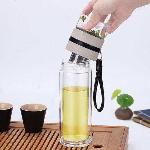 Infuseur  Th En Verre Borosilicate, Tasse De Voyage Avec Passoire Pour Th En Feuilles Amples Pour L'eau