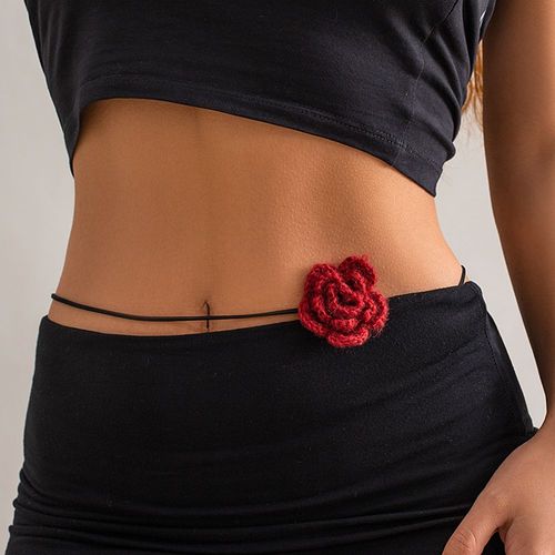 Ingesight.Z ? Chane De Taille En Velours Noir Pour Femmes, Motif De Fleurs Tisses, Mode Corenne, Gothique, Ajustable, Bijoux De Dner