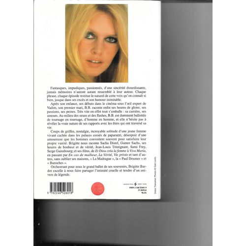 Initiales B.B, Mmoires   de brigitte bardot  Format Broch 